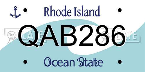 QAB286 Rhode Island License Plate