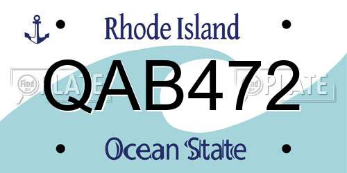 QAB472 Rhode Island License Plate