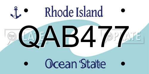 QAB477 Rhode Island License Plate