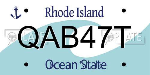 QAB47T Rhode Island License Plate