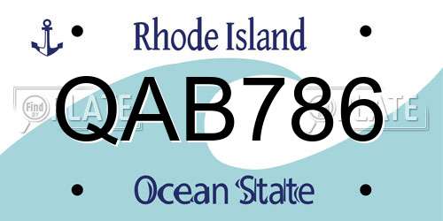 QAB786 Rhode Island License Plate