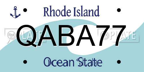 QABA77 Rhode Island License Plate