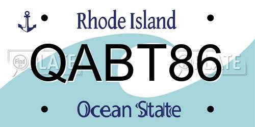 QABT86 Rhode Island License Plate