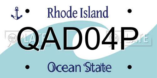 QAD04P Rhode Island License Plate