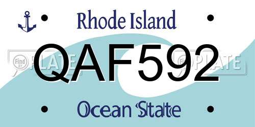 QAF592 Rhode Island License Plate