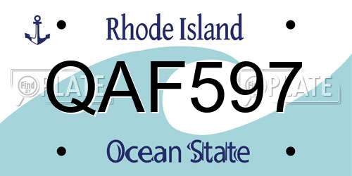 QAF597 Rhode Island License Plate
