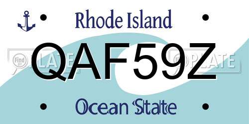 QAF59Z Rhode Island License Plate