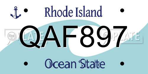 QAF897 Rhode Island License Plate