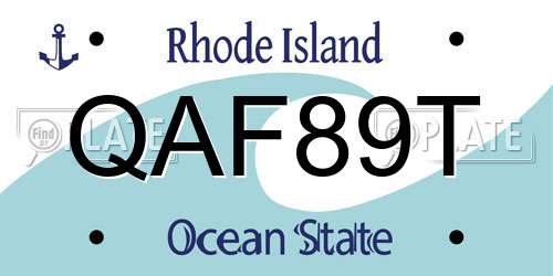 QAF89T Rhode Island License Plate