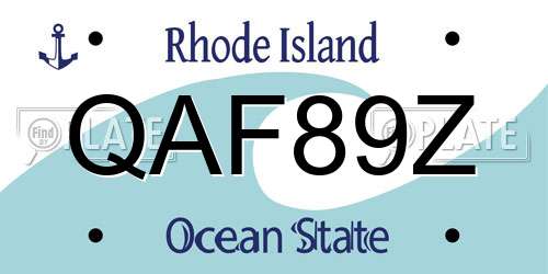 QAF89Z Rhode Island License Plate