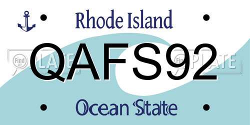 QAFS92 Rhode Island License Plate