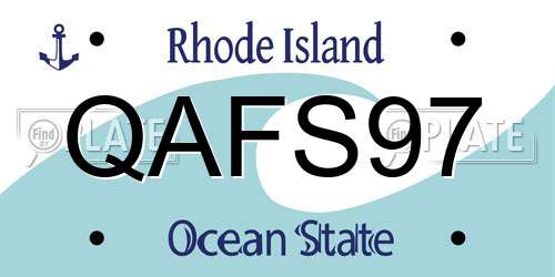 QAFS97 Rhode Island License Plate