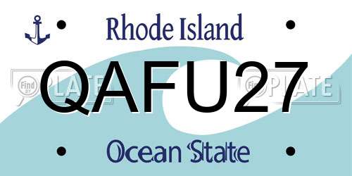 QAFU27 Rhode Island License Plate