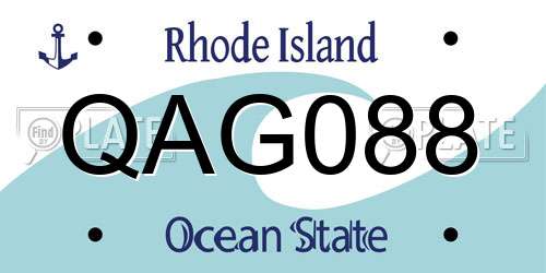 QAG088 Rhode Island License Plate
