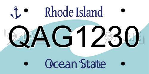 QAG1230 Rhode Island License Plate