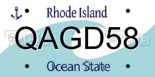QAGD58 Rhode Island License Plate