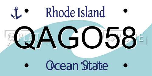 QAGO58 Rhode Island License Plate