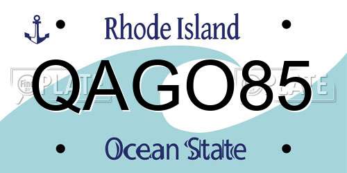 QAGO85 Rhode Island License Plate