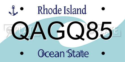 QAGQ85 Rhode Island License Plate