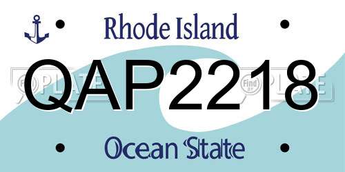 QAP2218 Rhode Island License Plate