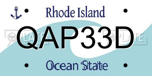 QAP33D Rhode Island License Plate