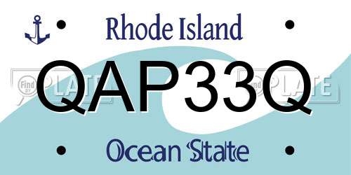 QAP33Q Rhode Island License Plate