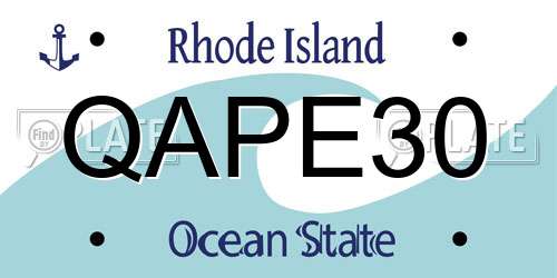 QAPE30 Rhode Island License Plate