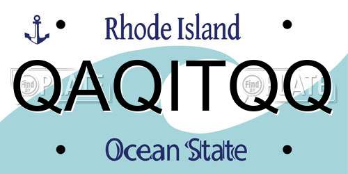 QAQITQQ Rhode Island License Plate