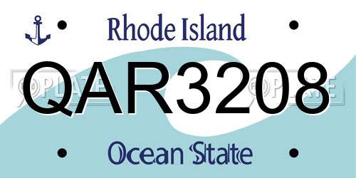 QAR3208 Rhode Island License Plate