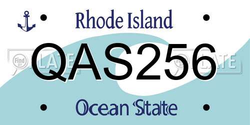 QAS256 Rhode Island License Plate