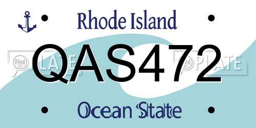 QAS472 Rhode Island License Plate