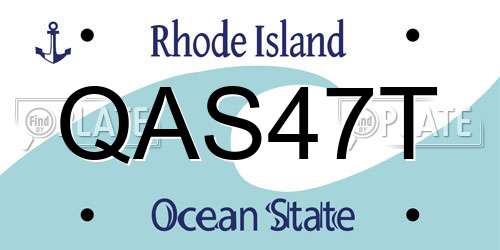 QAS47T Rhode Island License Plate