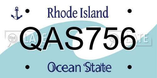 QAS756 Rhode Island License Plate