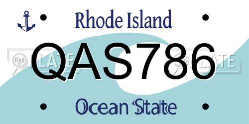 QAS786 Rhode Island License Plate