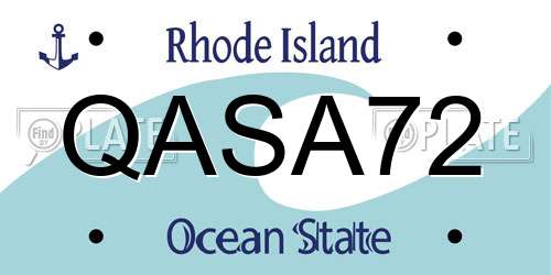 QASA72 Rhode Island License Plate
