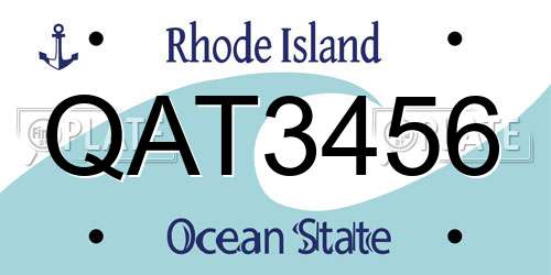 QAT3456 Rhode Island License Plate