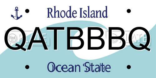 QATBBBQ Rhode Island License Plate