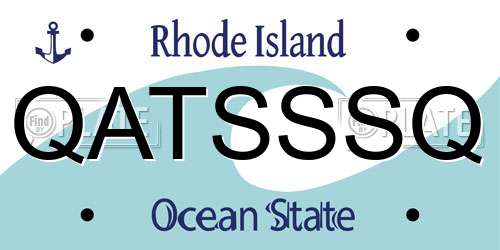 QATSSSQ Rhode Island License Plate