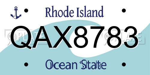 QAX8783 Rhode Island License Plate