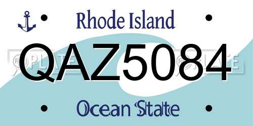 QAZ5084 Rhode Island License Plate