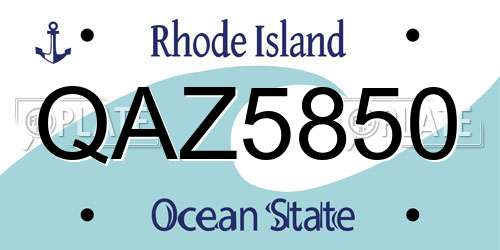 QAZ5850 Rhode Island License Plate