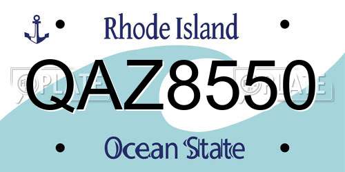 QAZ8550 Rhode Island License Plate