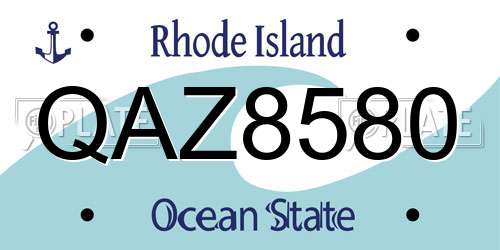 QAZ8580 Rhode Island License Plate
