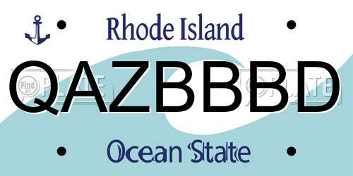 QAZBBBD Rhode Island License Plate
