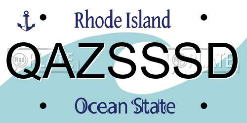 QAZSSSD Rhode Island License Plate