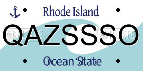 QAZSSSO Rhode Island License Plate