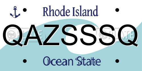 QAZSSSQ Rhode Island License Plate