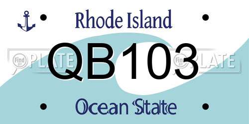 QB103 Rhode Island License Plate