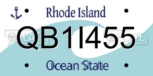 QB1I455 Rhode Island License Plate