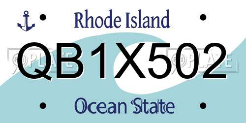 QB1X502 Rhode Island License Plate